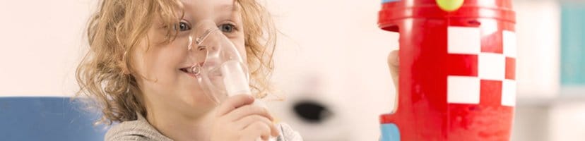 Child with breathing mask